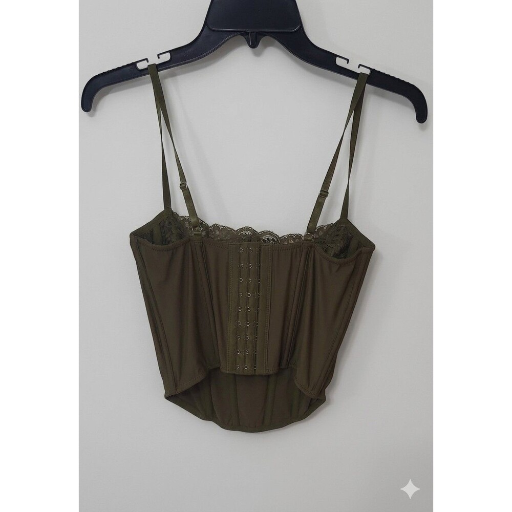 Urban Outfitters Lace Corset Top Women’s [M] Olive Green Bustier NWT Y2K - Picture 2 of 4